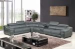 canapé d'angle en cuir buffle italien de luxe 7 places londres gris foncé, angle gauche