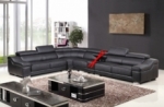 -canapé d'angle en cuir buffle italien de luxe 7 places londres noir, angle gauche, canapé personnalisé sur mesure sans le bar