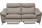 canapé 2 places avec 2 relax en cuir luxe italien, louis, 2 relax électriques,  gris clair