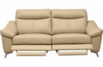 canapé 3 places avec 2 relax en cuir luxe italien, louis, 2 relax électriques,  beige