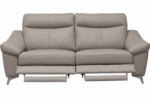 canapé 3 places avec 2 relax en cuir luxe italien, louis, 2 relax électriques,  gris clair
