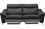 canapé 3 places avec 2 relax en cuir luxe italien, louis, 2 relax électriques,  noir