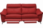 canapé 3 places avec 2 relax en cuir luxe italien, louis, 2 relax électriques,  rouge foncé
