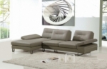 canapé d'angle en cuir italien 5 places lounge, gris pastel