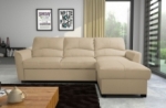 canapé d'angle convertible en cuir de luxe italien , 5 places lugano, beige, angle droit