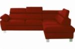 canapé d'angle convertible en cuir italien de luxe 5 places lutecia avec coffre, rouge foncé, angle droit