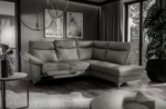 canapé d'angle en cuir italien de luxe 5 places luzerne, avec relax électrique et coffre, gris foncé, angle droit