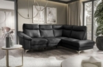 canapé d'angle en cuir italien de luxe 5 places luzini noir, angle droit