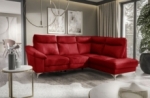 canapé d'angle en cuir italien de luxe 5 places luzini rouge foncé, angle droit