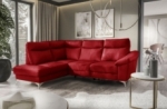 canapé d'angle en cuir italien de luxe 5 places luzini rouge foncé, angle gauche