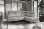 canapé d'angle en cuir italien de luxe 5 places luzini gris clair, angle droit
