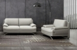 ensemble de 2 canapés 3+2 : canapé 3 places + canapé 2 places, en cuir luxe italien marini, gris clair