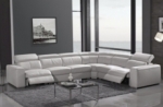 canapé d'angle double relax en cuir de buffle italien de luxe 7/8 places maxirelax, blanc, angle droit