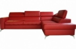 canapé d'angle convertible en cuir italien de luxe 5/6 places avec coffre, monza, rouge foncé, angle droit