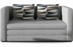 canapé 2 places convertible - gris - en tissu de qualité luxe, nelson