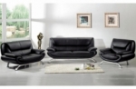 ensemble composé d'un canapé 3 places et d'un canapé 2 places et d'un fauteuil en cuir prestige luxe italien passy, noir