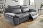 canapé taille 2 places avec 2 relax en 100% tout cuir épais de luxe italien avec 2 relax électriques, perini, gris