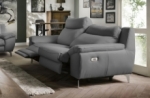 canapé taille 3 places avec 2 relax en 100% tout cuir épais de luxe italien avec 2 relax électriques, perini, gris