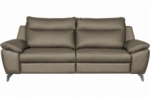 canapé taille 2 places en 100% tout cuir épais de luxe italien, perla, taupe