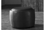 pouf rond buffalino en cuir de buffle (gamme de cuir de buffle), noir