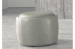 pouf rond buffalino en cuir de buffle (gamme de cuir de buffle), gris clair