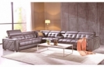 canapé d'angle en cuir de buffle italien de luxe 6/7 places, prestigia, couleur moka, angle gauche