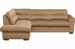 canapé d'angle convertible en tissu velours luxe 5 places, rico, marron, angle gauche