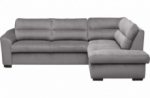 canapé d'angle convertible en tissu velours luxe 5 places, rico gris foncé, angle droit