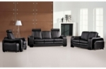 ensemble composé d'un canapé 3 places et d'un canapé 2 places et d'un fauteuil en cuir luxe italien, rosso, noir
