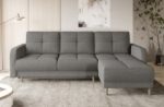 canapé d'angle convertible en tissu luxe, rangement - gris, angle droit (vu de face), roxane