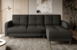 canapé d'angle convertible en tissu luxe, rangement - gris foncé, angle droit (vu de face), roxane