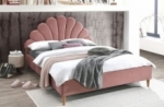 lit double en tissu velours de qualité sania, rose pale, avec sommier à lattes, 160x200
