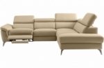 canapé d'angle relax en 100% tout cuir de luxe italien avec relax électrique et coffre, 5/6 places sorento, beige, angle droit (vu de face)