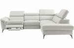 canapé d'angle relax en 100% tout cuir de luxe italien avec relax électrique et coffre, 5/6 places sorento, ivoire, angle droit (vu de face)