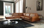 - canapé d'angle en 100% tout cuir italien de prestige 6/7 places spencer, marron cognac, angle gauche