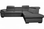 canapé d'angle en cuir italien de luxe 5/6 places tonus, gris foncé, angle droit