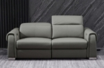 canapé 2 places avec 2 relax électriques en cuir italien buffle toprelax, gris foncé
