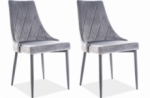 lot de 2 chaises trianon en tissu velours de qualité, couleur gris