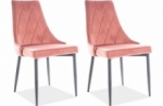 lot de 2 chaises trianon en tissu velours de qualité, couleur rose ancien