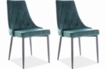 lot de 2 chaises trianon en tissu velours de qualité, couleur verte