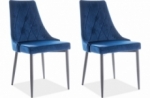 lot de 2 chaises trianon en tissu velours de qualité, couleur bleue