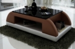 table basse design valina, chocolat et blanc