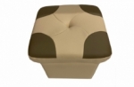 pouf en cuir de luxe - belle qualité- cuir épais - beige et taupe- vista