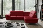 canapé d'angle convertible en cuir italien de luxe 5 places warren ii, avec coffre, rouge foncé, angle droit