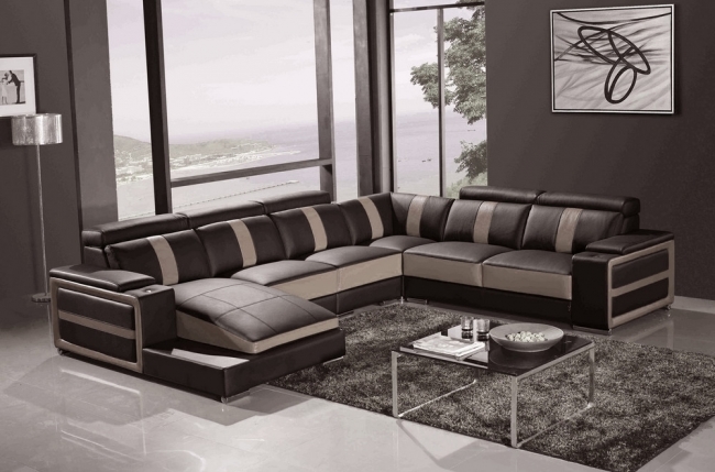1er paiement: canapé d'angle cuir buffle italien 7/8 places leonardo chocolat et moka, angle droit, 6x sans frais, total: 3248 €