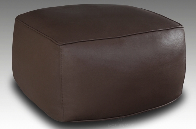 grand pouf en simili cuir magnum, chocolat.