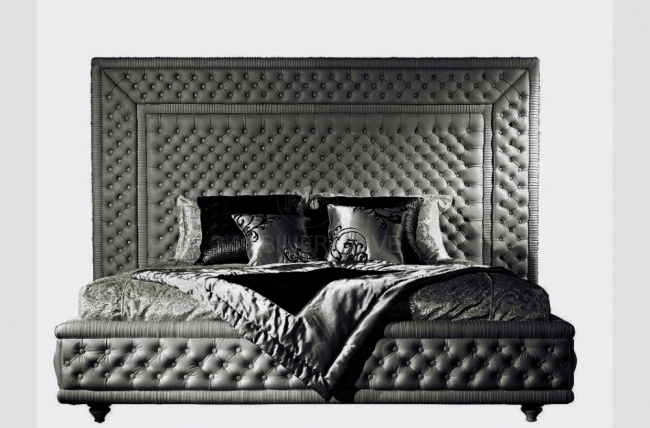 lit en cuir italien de luxe palace, gris foncé