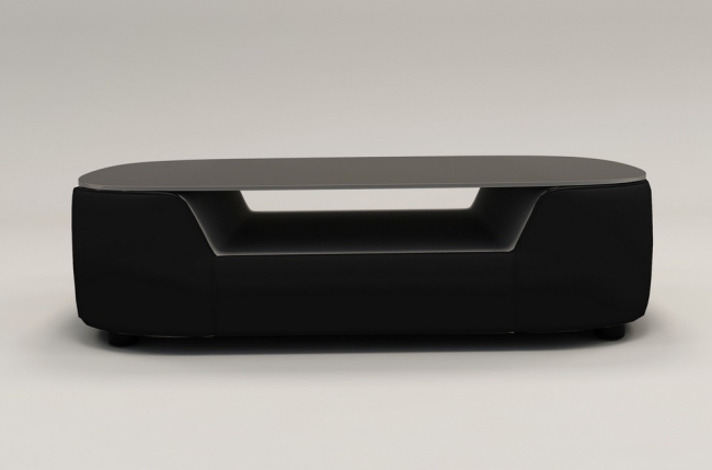 table basse design, plateau de verre foncé, alesia, noir