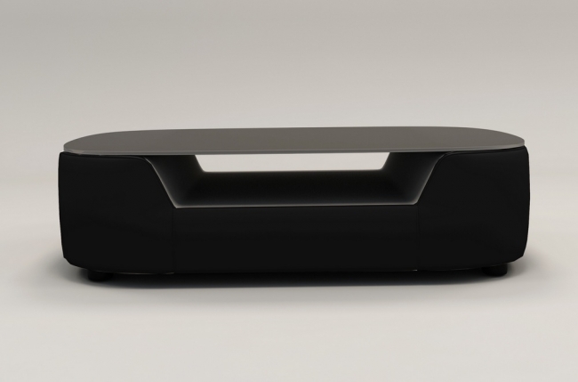 table basse design, plateau de verre foncé, alesia, noir