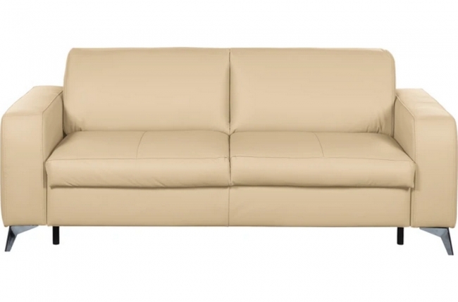 canapé 3 places convertible en cuir italien de luxe alvine, beige